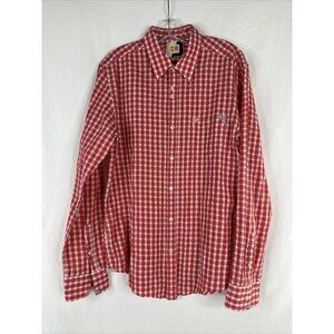 Boss Orange Button Up Shirt Mens Size XL Red Plaid Long Sleeve Pocket